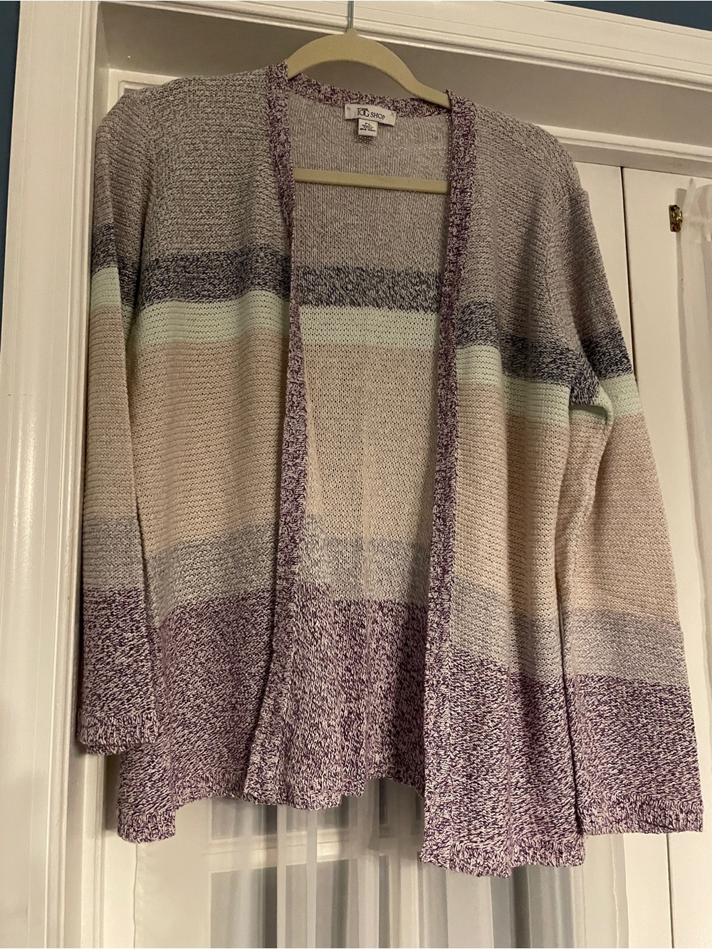 The TOG Shop Conrad Lavender and Cream Striped Open Cardigan